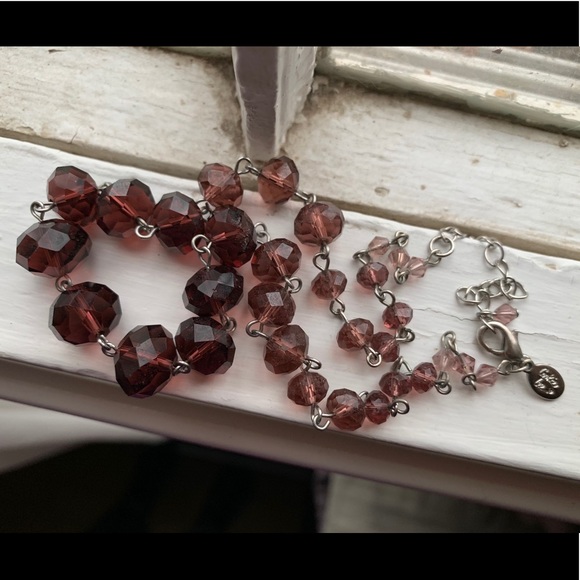 Faceted Amethyst Glass Cookie Lee Necklace - Picture 1 of 8